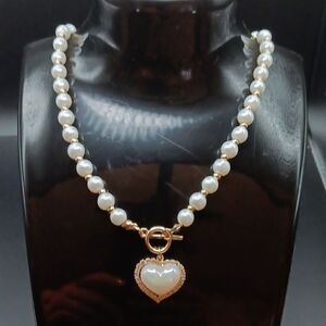 Pearl Heart Dainty‎ Necklace New In Box